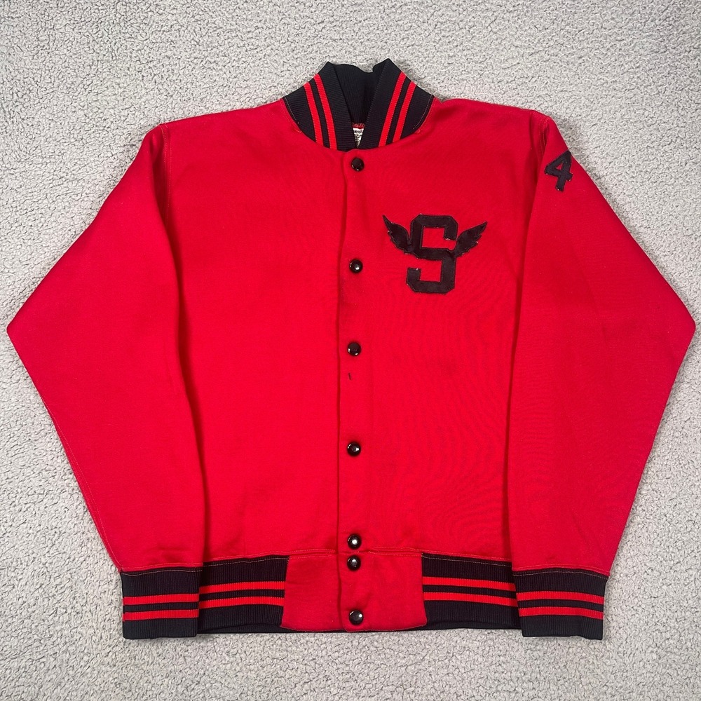 True Vintage 60s Champion University Varsity Jacket Mens M Red College‎ USA